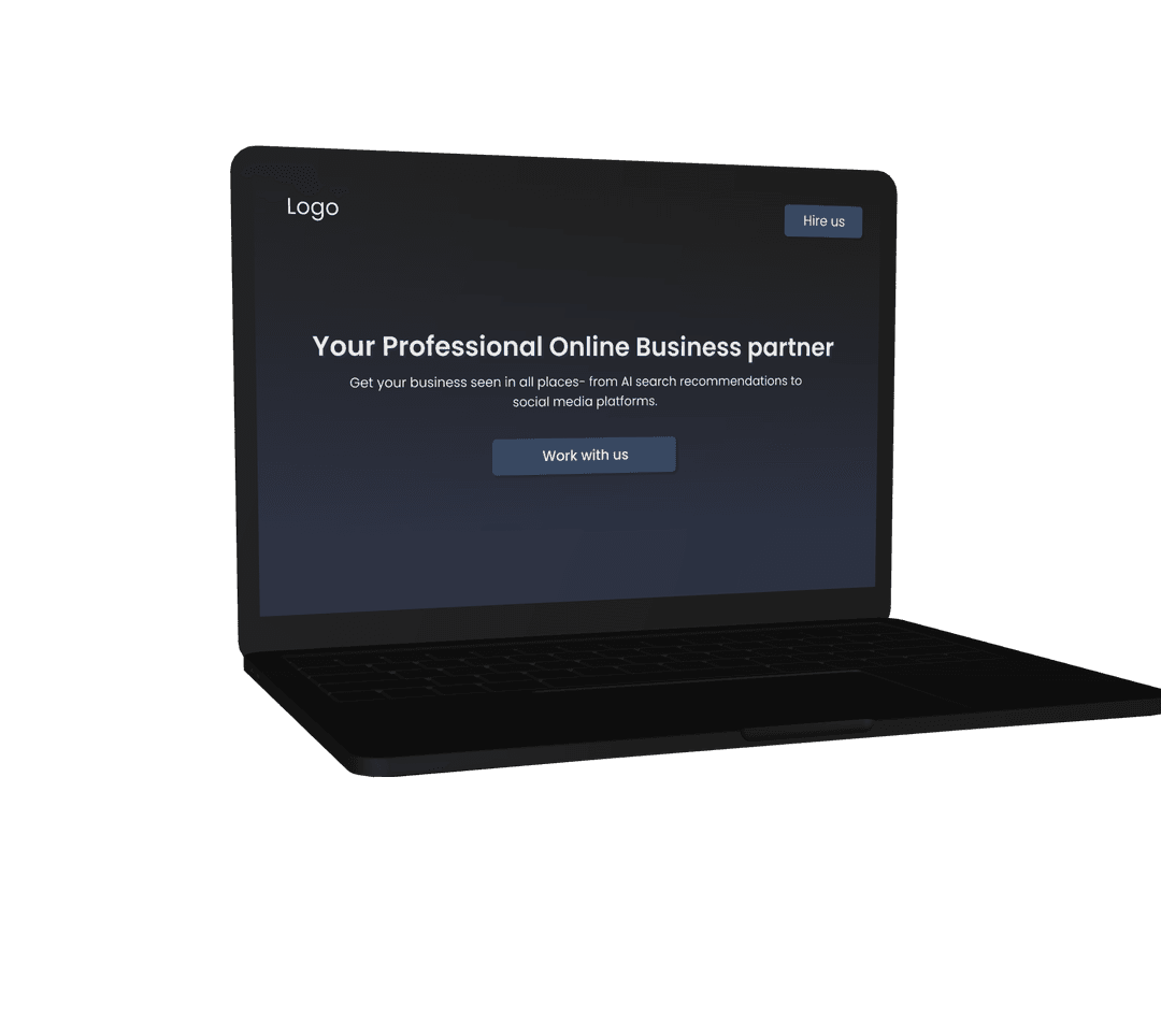 laptop view of showcased website